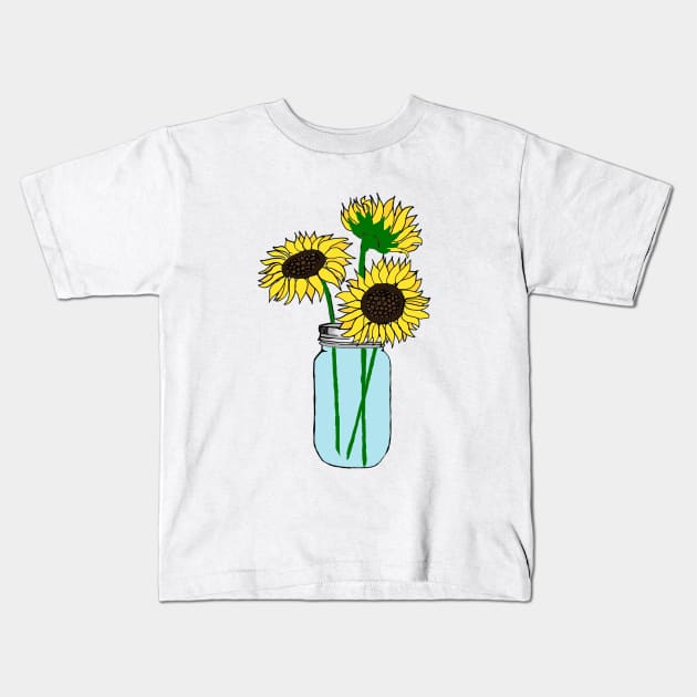 Sunflowers in Blue Jar Kids T-Shirt by lolosenese